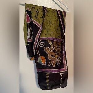 Pure Silk Bohemian Green And Black Horse Scarf